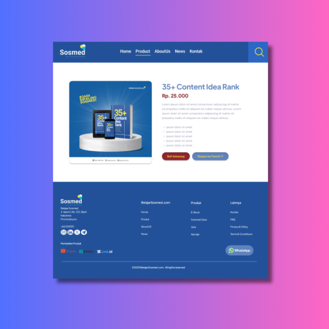 Screenshot proyek Web Catalog belajarsosmed.com (UI/UX)