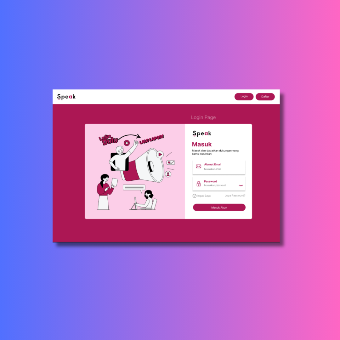 Screenshot proyek SPEAK (UI/UX)