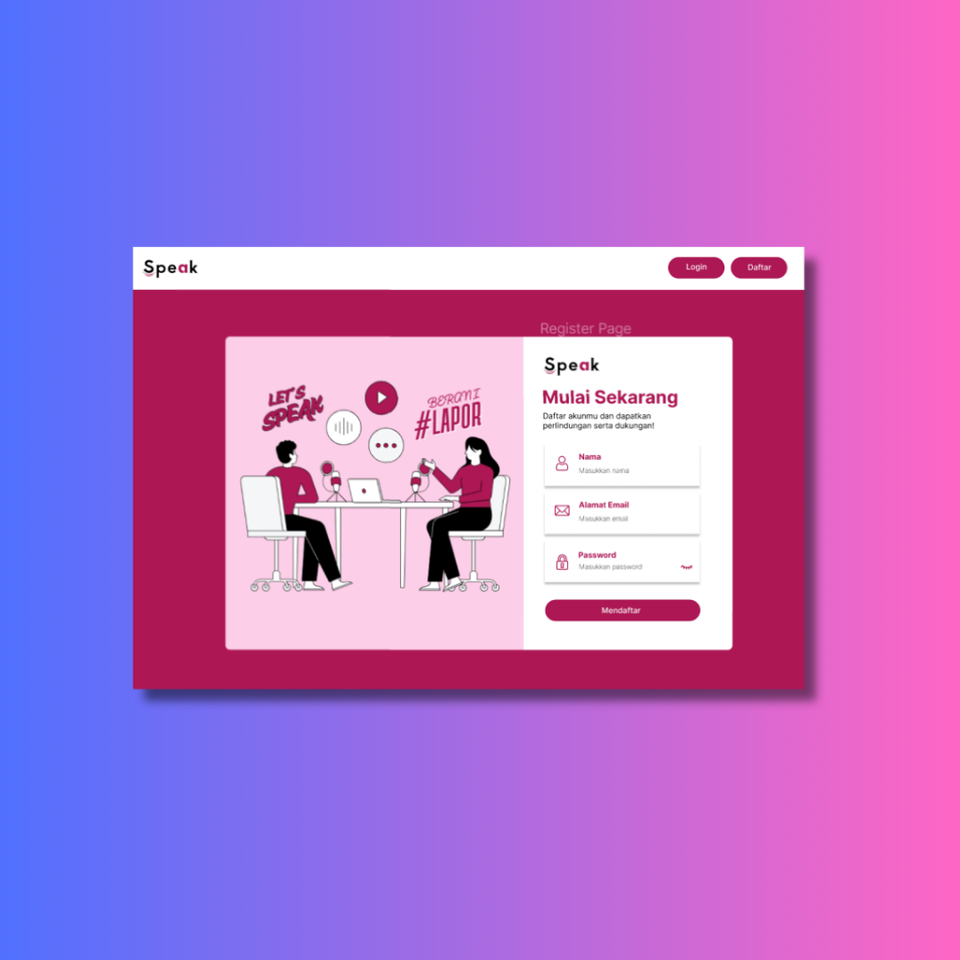 Screenshot proyek SPEAK (UI/UX)